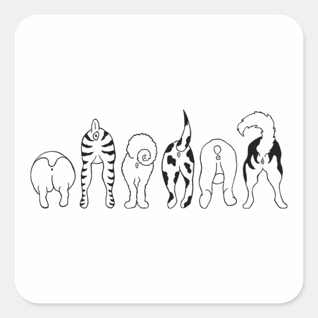 Hunde-Hintern - Aufkleber auf dem Platz (Vorderseite)