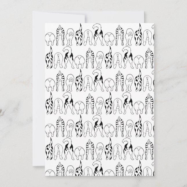 Hunde-Hintern-Muster Feiertagskarte (Vorderseite)