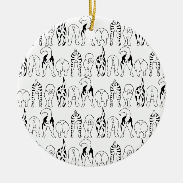Hunde-Hintern-Muster Keramik Ornament (Vorne)