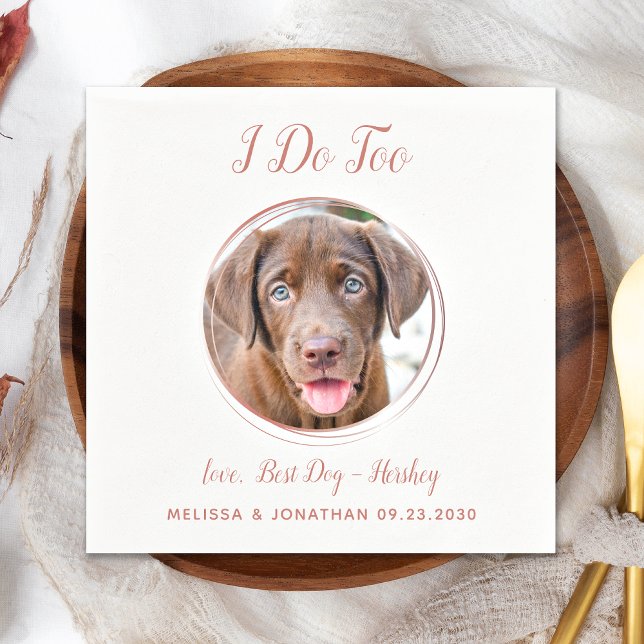 Hunde Hochzeit Moderne ich tue zu Rose Gold Pet Fo Serviette (Von Creator hochgeladen)