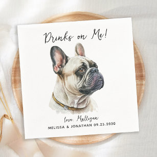 Hunde Hochzeit Personalisierter Bulldog Cocktail Serviette