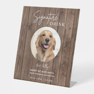 Hunde-Hochzeits-Signature-Drinks-Podest-Schild Sockelschild