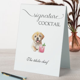 Hunde-Hochzeitsignatur Getränke Haustiere Bar Tischaufsteller