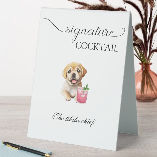 Hunde-Hochzeitsignatur Getränke Haustiere Bar Tischaufsteller (In Situ (Tisch))