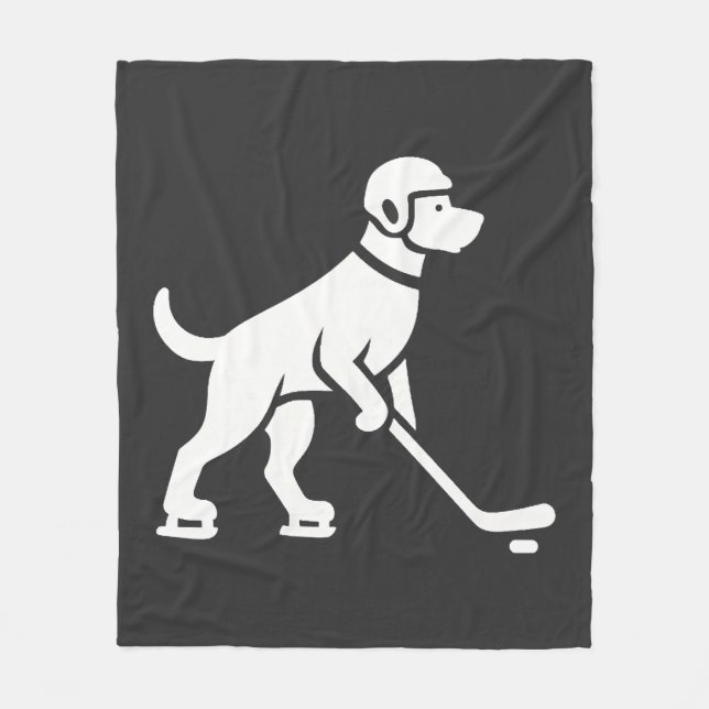 Hunde-Hockeyspieler-Silhouette  Fleecedecke (Vorderseite)