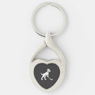 Hunde-Hockeyspieler-Silhouette Schlüsselanhänger