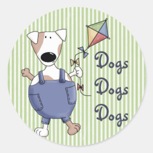 Hunde Hunde Hunde Niedlicher Cartoon Runder Aufkleber
