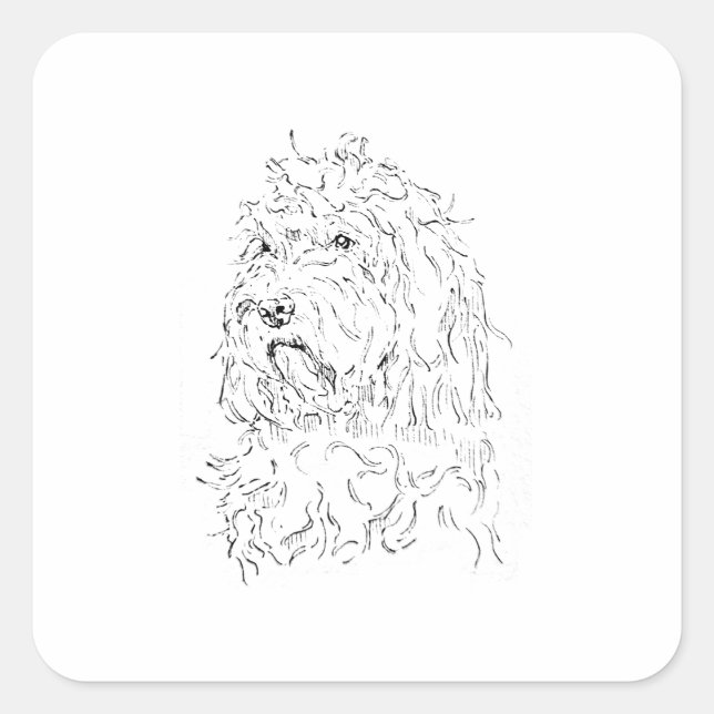 Hunde-Illustration, süße Cockapoo-Kunst Quadratischer Aufkleber (Vorderseite)