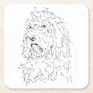Hunde-Illustration, süße Kunst Cockapoo Rechteckiger Pappuntersetzer