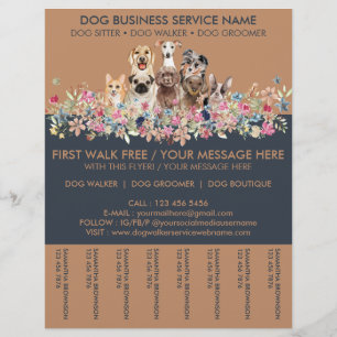 Hunde im Blumen-Termin-Ticket-Geschäft Flyer