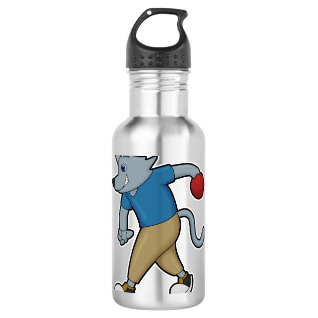 Hunde im Bowling mit Bowlingball Edelstahlflasche (Vorderseite)