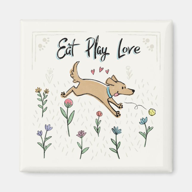 Hunde im Garten II | Liebe zum Spielen essen Magnet (Vorne)