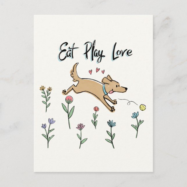 Hunde im Garten II | Liebe zum Spielen essen Postkarte (Vorderseite)