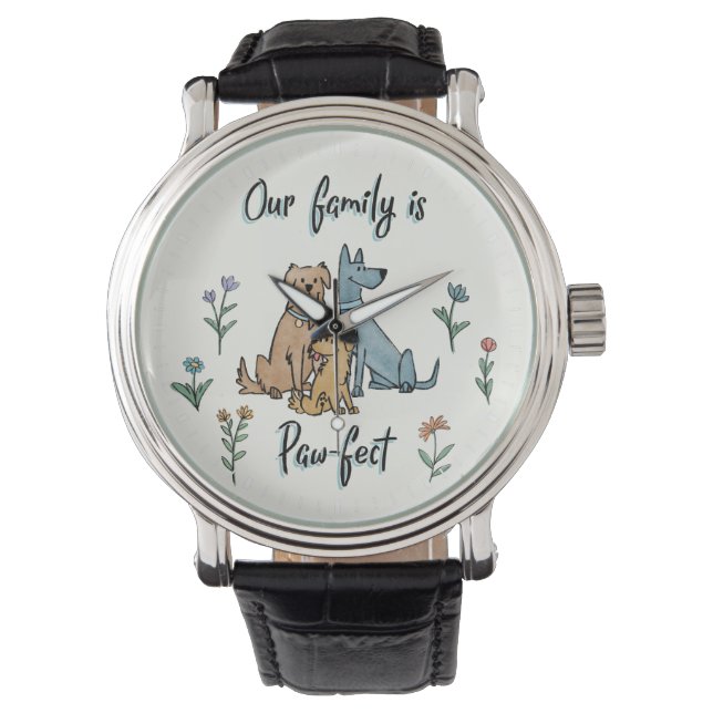 Hunde im Garten IV | Unsere Familie ist paw-fect Armbanduhr (Vorderseite)