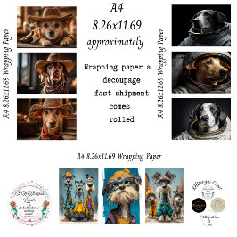 Hunde im Kostüm A4-Geschenkpapier für Decoupage Geschenkpapier Set