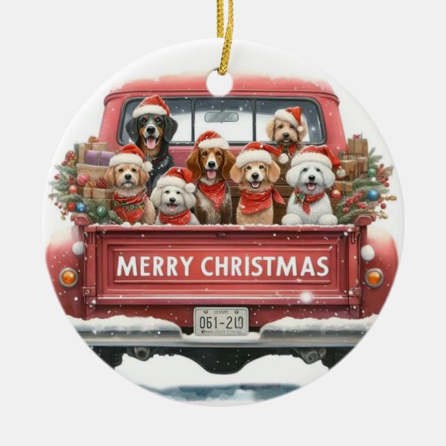 HUNDE IM LASTWAGEN Ornamente (Vorne)