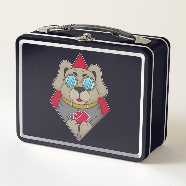 Hunde im Poker mit Poker-Karten Metall Brotdose (Vorderseite)