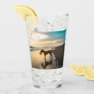 Hunde im Spiel, zweiseitig, Glas