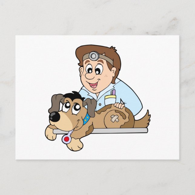 Hunde im Tierarzt Postkarte (Vorderseite)