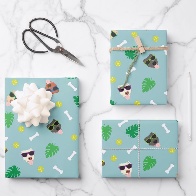 Hunde im Urlaub Geschenkpapier Set (Vorderseite)