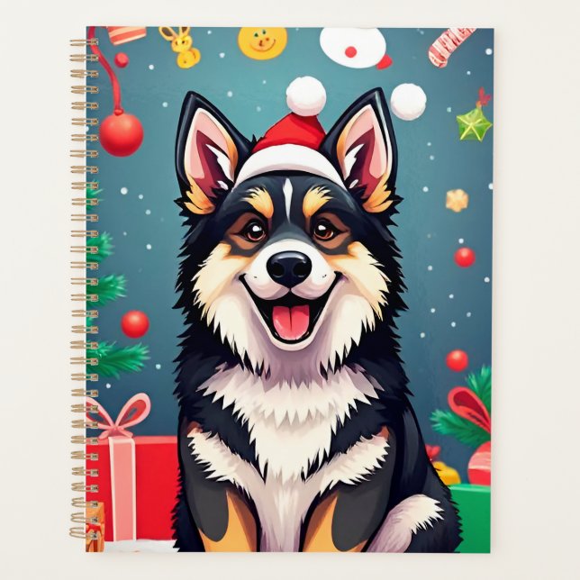Hunde im Weihnachtsdekor Planer (Vorderseite)
