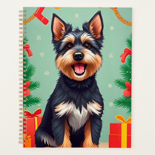 Hunde im Weihnachtsdekor Planer (Vorderseite)