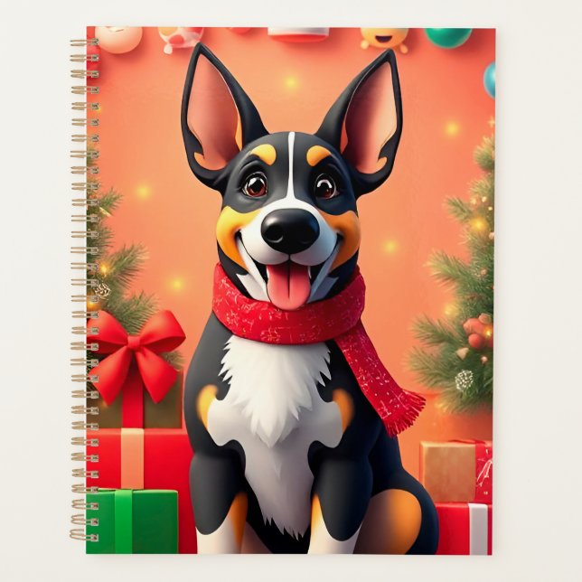 Hunde im Weihnachtsdekor Planer (Vorderseite)