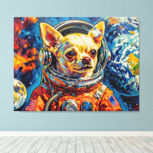 HUNDE IM WELTALL-CHIHUAHUA LEINWANDDRUCK
