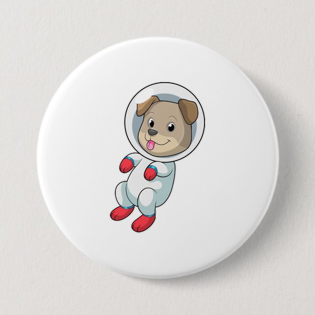 Hunde im Weltraum im Anzug Button (Vorderseite)