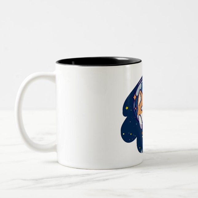 Hunde im Weltraum Zweifarbige Tasse (Links)