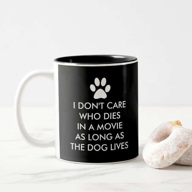 Hunde in den Filmen mit weißem Tatzen-Druck Zweifarbige Tasse (Mit Donut)