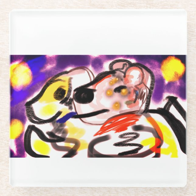 Hunde in der Nacht Glasuntersetzer (Vorderseite)