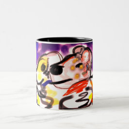 Hunde in der Nacht Zweifarbige Tasse