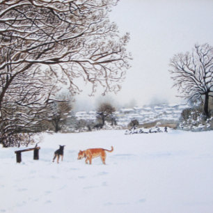 Hunde in der Schneeszene Milchtasse