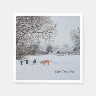 Hunde in der Schneeszene Saisonlandschaft Serviette
