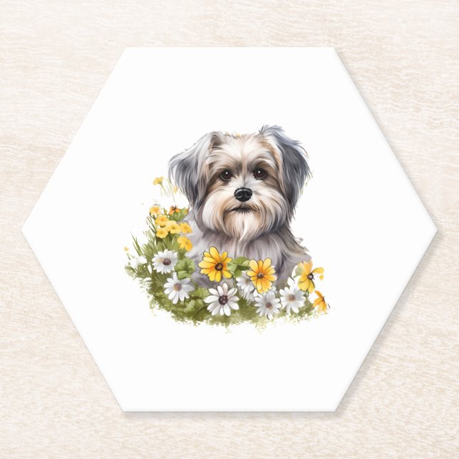 Hunde in einem Blumengarten Untersetzer (Vorderseite)