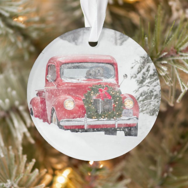 Hunde in einem Lastwagen Ornament (Baum)