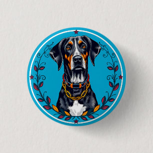 Hunde in einem zirkulären Blumendesign Button
