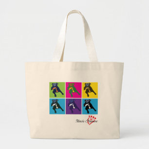 Hunde in farbenfroher Blocks-Tasche Jumbo Stoffbeutel