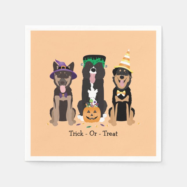 Hunde in Halloween-Kostümen probieren oder behande Serviette (Vorderseite)