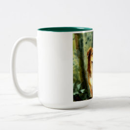 Hunde in Holz Zweifarbige Tasse