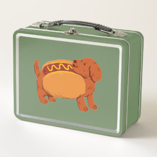 Hunde in Hot Dog Kostüm Metall Brotdose