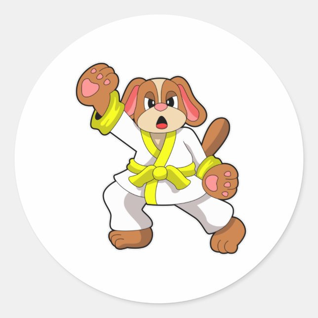 Hunde in Karate Martial Arts Runder Aufkleber (Vorderseite)