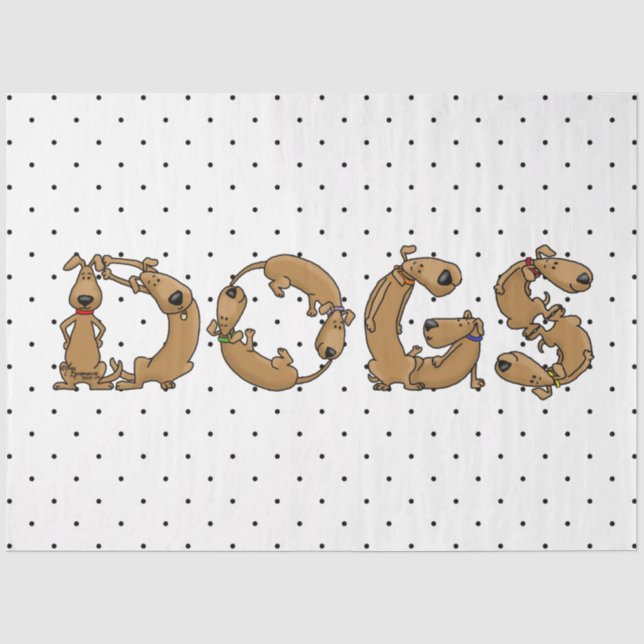 Hunde in lustigen Niedlichen Hundeschriften geschr Seidenpapier (Vorderseite)