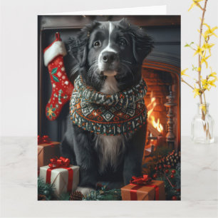 Hunde in Neufundland mit Weihnachtsgeschenken Feue Karte