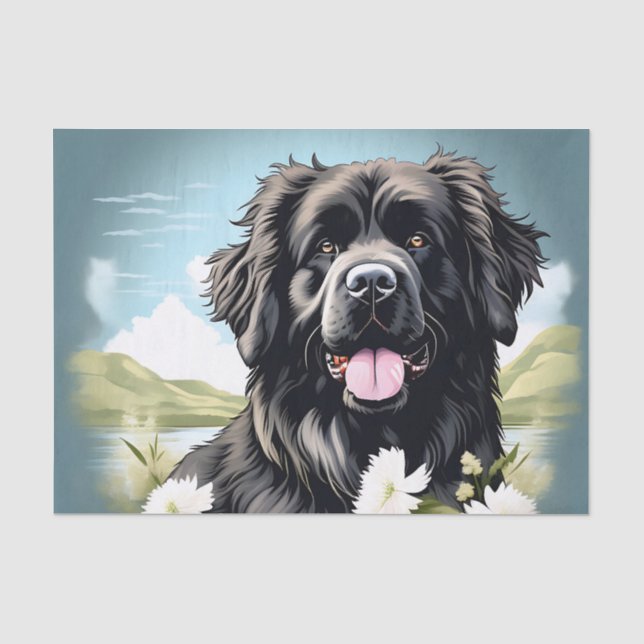 Hunde in Neufundland mit weißen Blume Seidenpapier (Vorderseite)