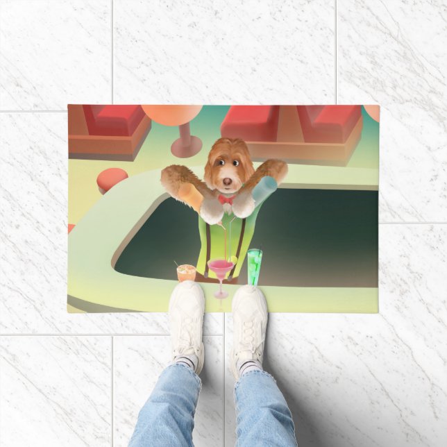Hunde in Retro-Bar Fußmatte (Indoor)