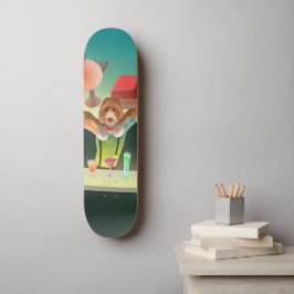 Hunde in Retro-Bar Skateboard
