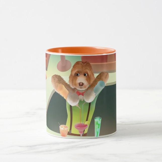 Hunde in Retro-Bar Tasse (Zentrum)