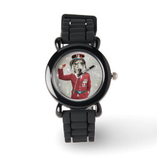 Hunde in roter Uniform Armbanduhr